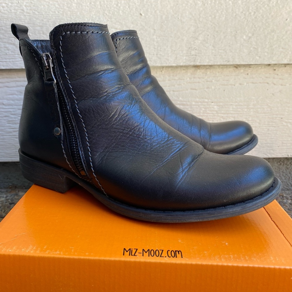 Miz Mooz black leather ankle boots